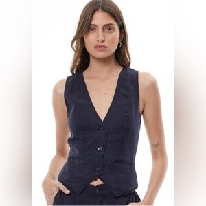 Young Fabulous and Broke Navy Button-Up Vest size large runs small